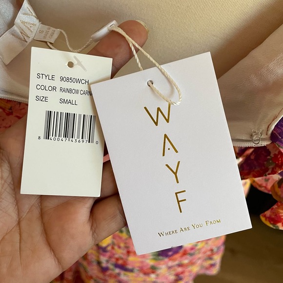 NWT WAYF Chelsea Tiered Ruffle Maxi Dress Rainbow Carnations Size Small Tiered - Picture 12 of 16